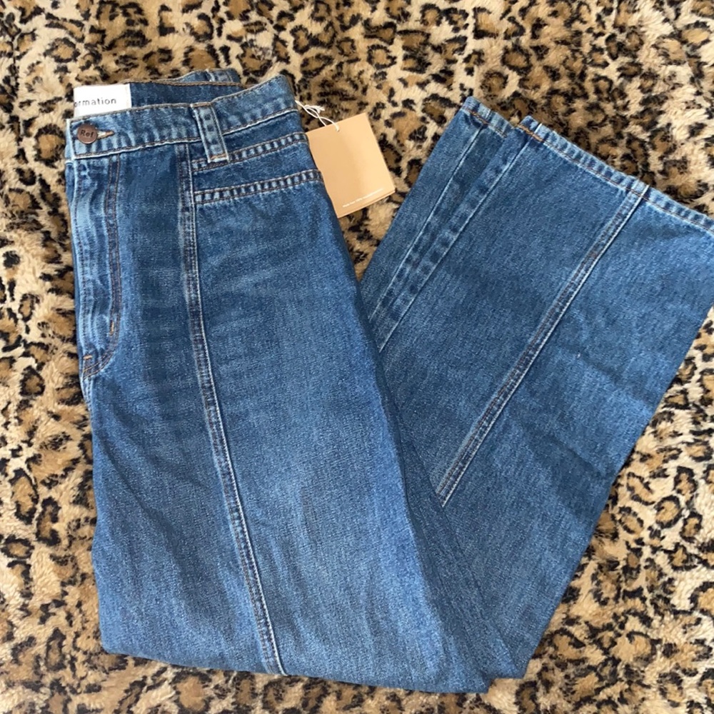Reformation Blue High-Rise Straight Jeans